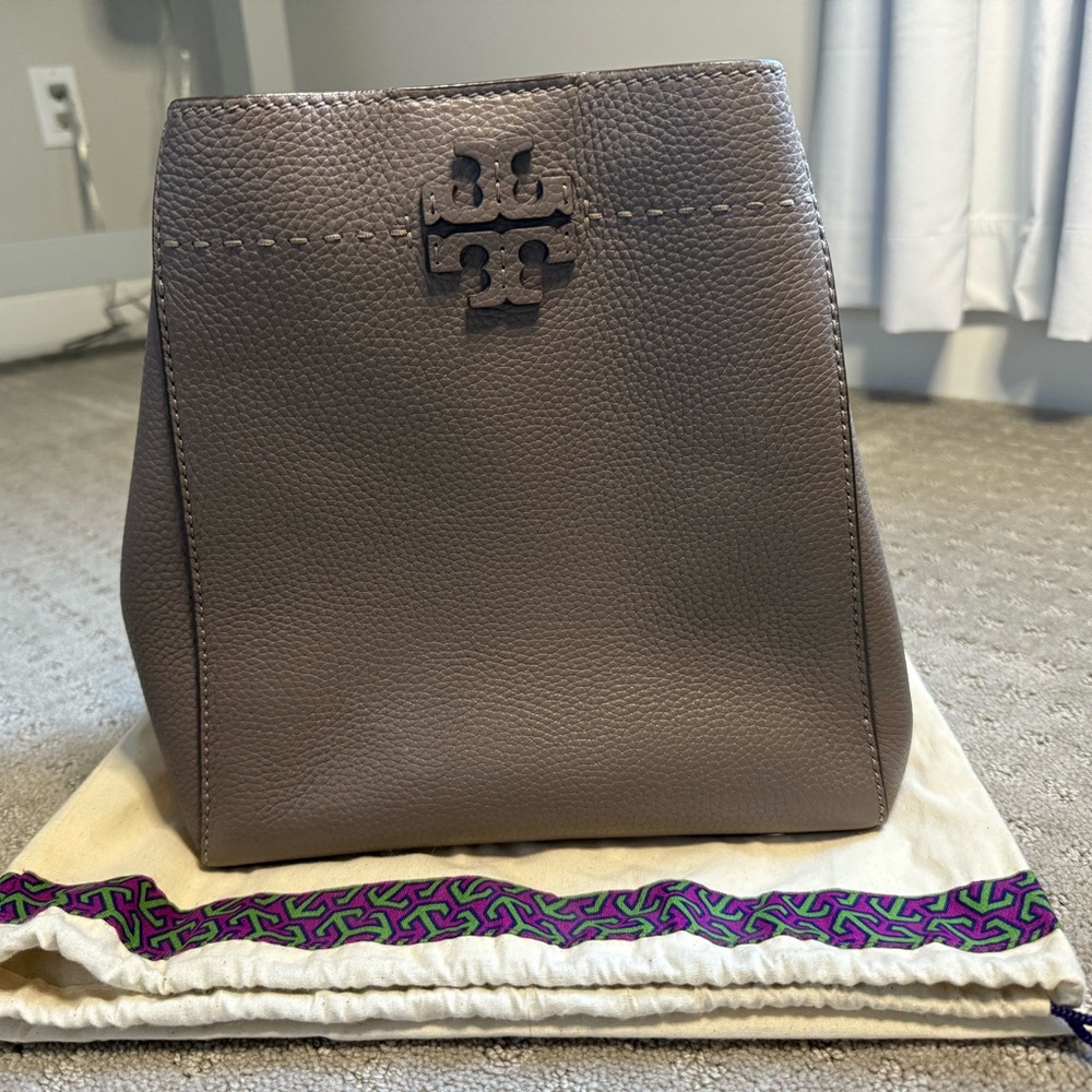 Tory Burch T Monogram Pebble Leather Bucket Bag